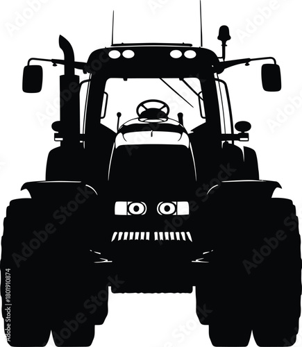Tractor silhouette farm equipment agricultural vehicle machinery black eps