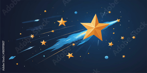 Blue and yellow vector illustration of stars in the night sky as the EU flag symbol pattern design