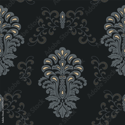 Damask modern seamless pattern element. Vintage classical old fashioned damask ornament, seamless texture for wallpapers, textile.