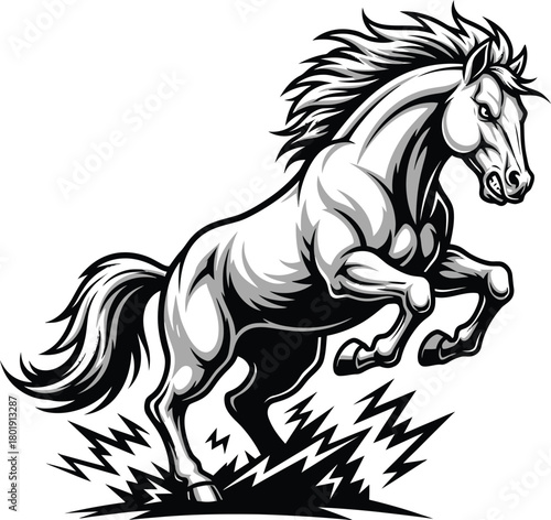 Horse rearing up vector illustration equine animal design graphic art eps silhouette