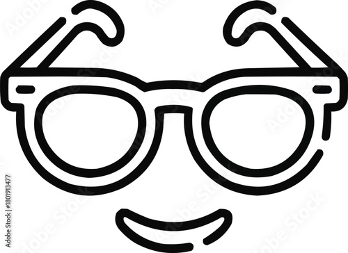 Sunglass Emoji  Classic Front View Outline (SVG)
