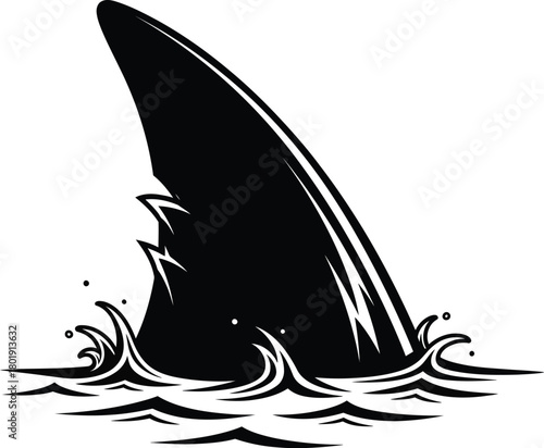 Shark fin silhouette vector illustration dangerous sea predator ocean eps