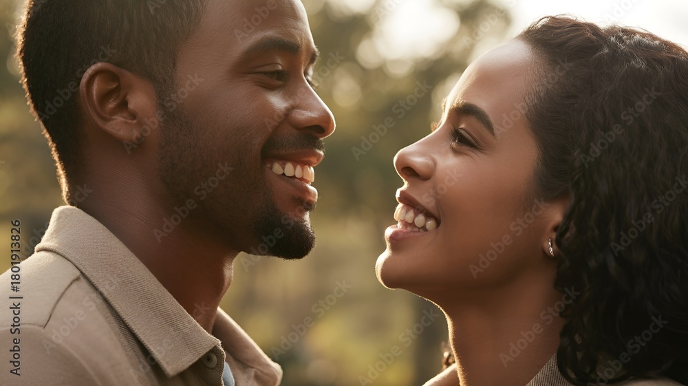 Fototapeta premium A lovely moment between a smiling couple.