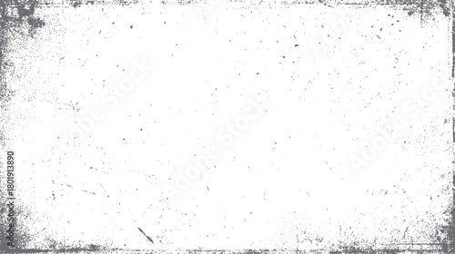 Textured gray grunge overlay with scattered speckles and distressed border on white background vector