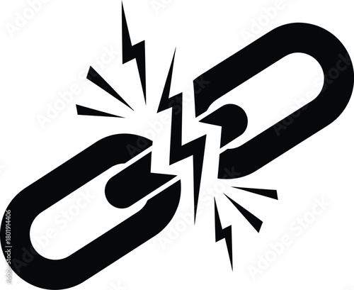 Broken chain link vector illustration symbol of failure and weakness eps silhouette