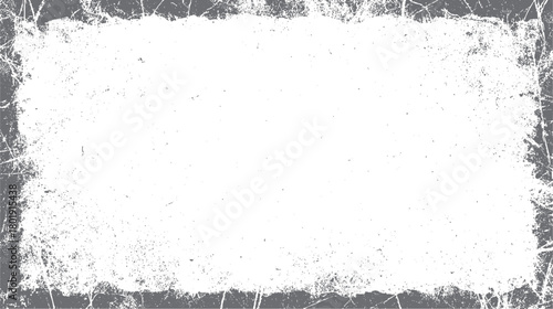Textured grey distressed grunge border frame with scattered speckles and scratches on white background