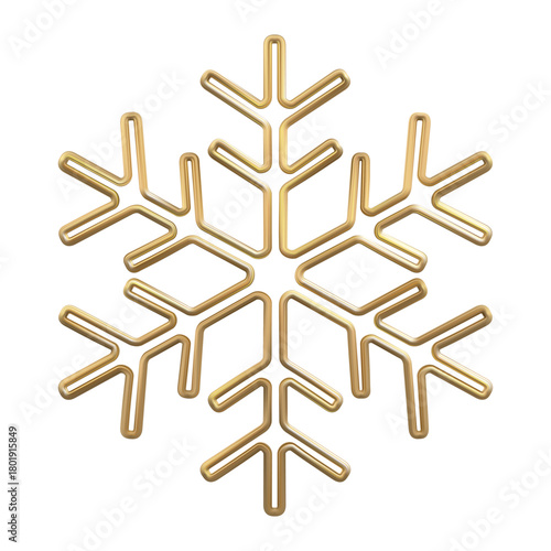 3D Gold Snowflake Isolated