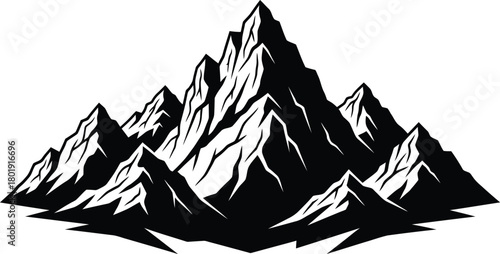 Black and white mountain range vector illustration landscape design eps silhouette