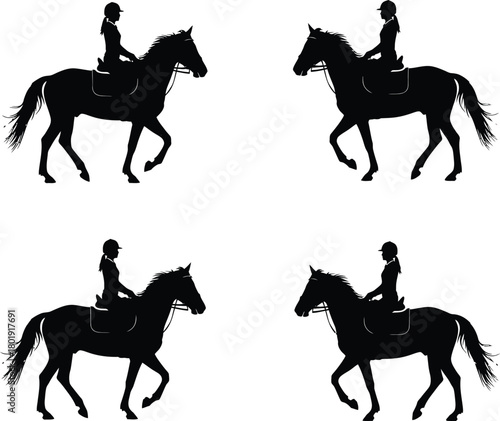 Horseback riding equestrian silhouette vector illustration graphic art eps