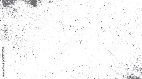 White background with scattered grey dust specks and fine scratches creating a grunge texture effect