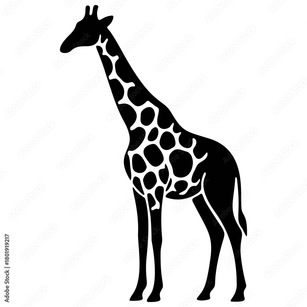 Naklejka premium Giraffe Silhouette Vector with Distinctive Pattern
