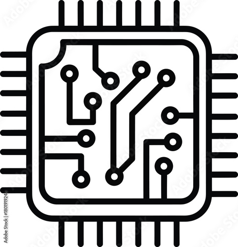 Computer chip technology processor motherboard circuit board icon vector eps silhouette