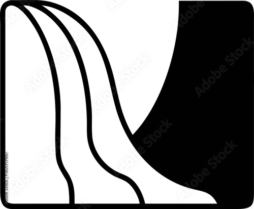 Simplified Waterfall Curve A Clean and Elegant Solid Dark Vector Art Illustration for Design Projects