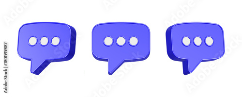 3d rendering icon bubble chat in blue color