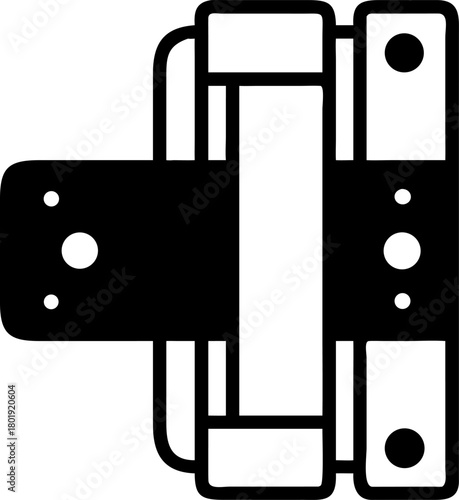 Vector illustration of a simplified mechanical latch mechanism, a secure fastening device, in solid dark style