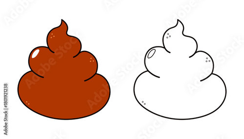 Poop emoji drawing and coloring page icon