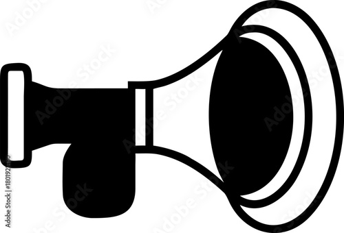 Monochrome musical instrument vector design featuring a detailed illustration of a trumpet, suitable for a logo or graphic