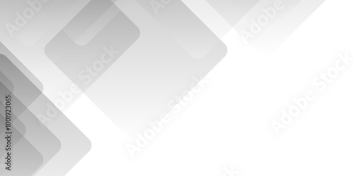 Abstract minimal geometric white and gray light background design. white transparent material in triangle diamond and squares shapes in random geometric pattern.