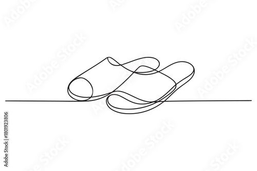 Sandals one line drawing simple flip flops icon vector
