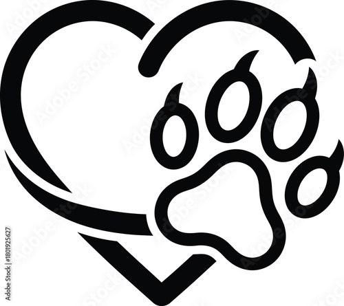 kitten footprint heart vector