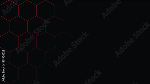 Hexagonal Grid on Red & Dark Background