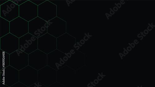 Green Dark Hexagonal Grid Abstract