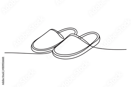 Sandals one line drawing simple flip flops icon vector
