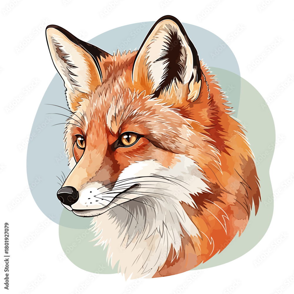 Obraz premium Artistic red fox head portrait vector illustration.