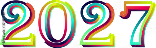 Colorful and Modern New Year 2027 Illustration on a White Background