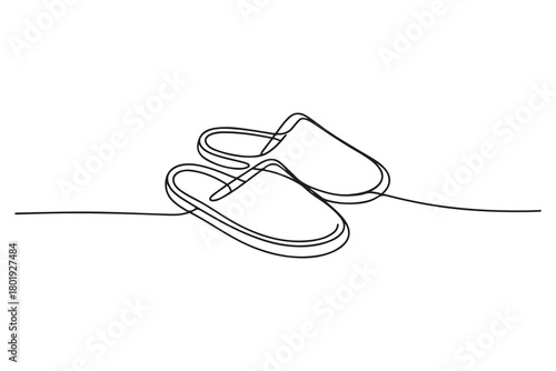 Sandals one line drawing simple flip flops icon vector
