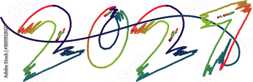 Colorful Brushstroke 2027 Year Illustration for New Year Greetings Card Design