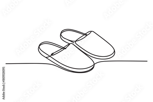 Sandals one line drawing simple flip flops icon vector
