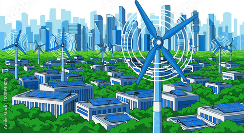 Sustainable Urban Future Modern Metropolis Powered by Renewable Wind and Solar Energy Solutions for an Eco-Friendly and Green Environment