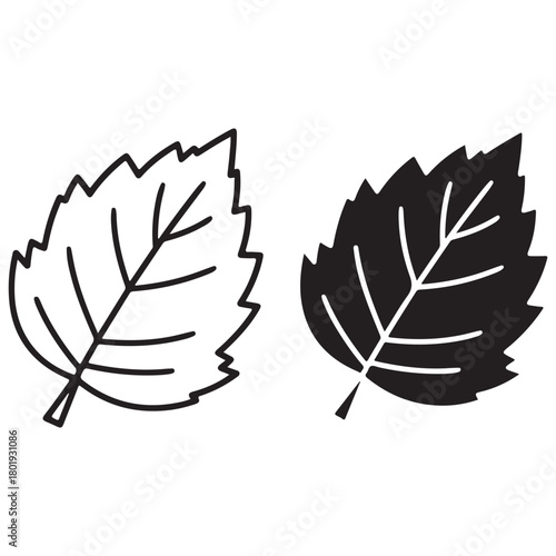 Two Stylized Leaves, Outline and Silhouette