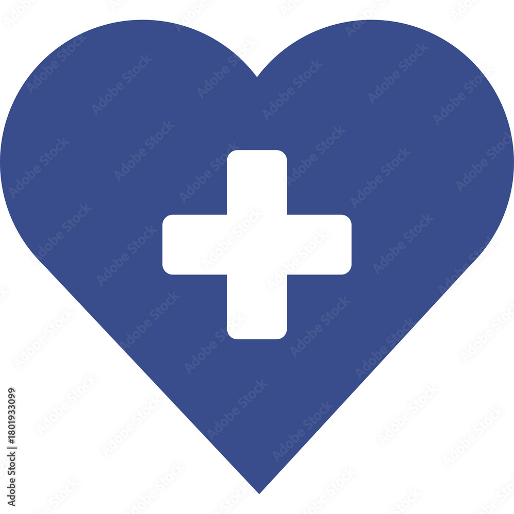 Obraz premium Blue Heart Shape With White Plus Sign Medical Symbol Isolated On Transparent Background Clean Graphic Design For Healthcare And Wellness Concepts