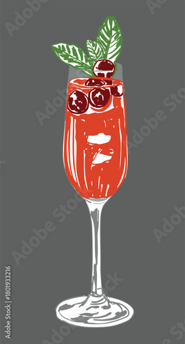 Berry Cocktail Glass Illustration