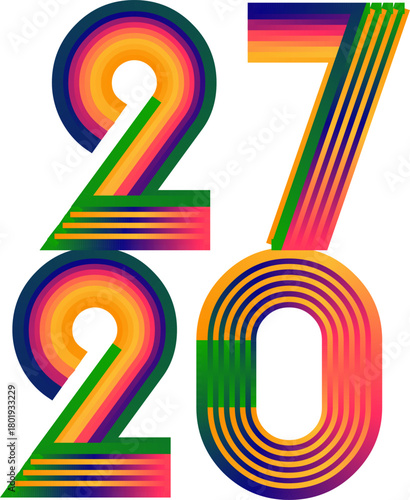 Retro styled colorful 2027 typography design for graphic artwork