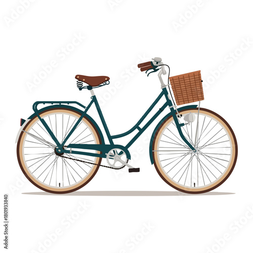 Vintage Bicycle Illustration with Brown Basket