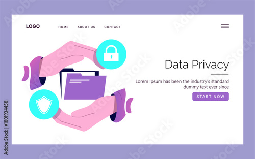 Data Privacy Vector Illustration with Secure Icons
