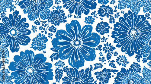 seamless floral pattern, Blue damask seamless pattern in vector
