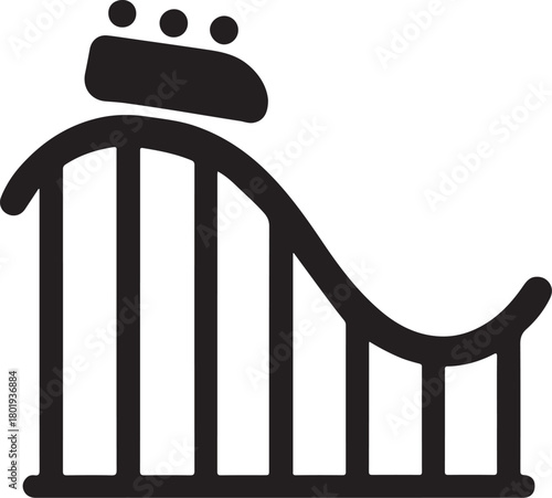 Roller Coaster black silhouette Flat Illustration.