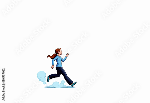 Illustration of a person jogging energetically with motion lines on a white background, capturing the essence of fitness and activity in a minimalist style