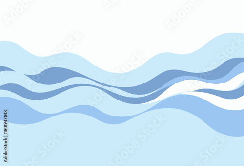 Abstract Illustration of Harmonious Blue Waves Creating a Calming and Serene Oceanic Flow with Light and Dark Variants on a Clean White Background