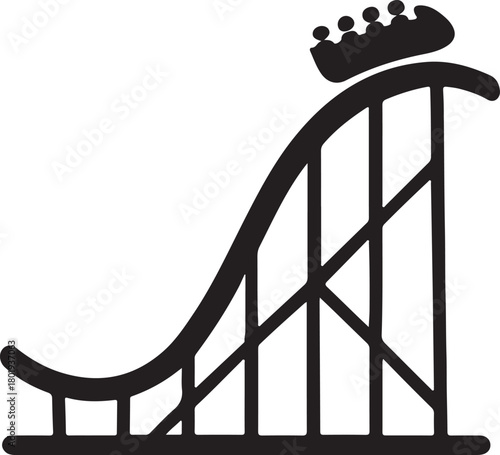 Roller Coaster black silhouette Flat Illustration.