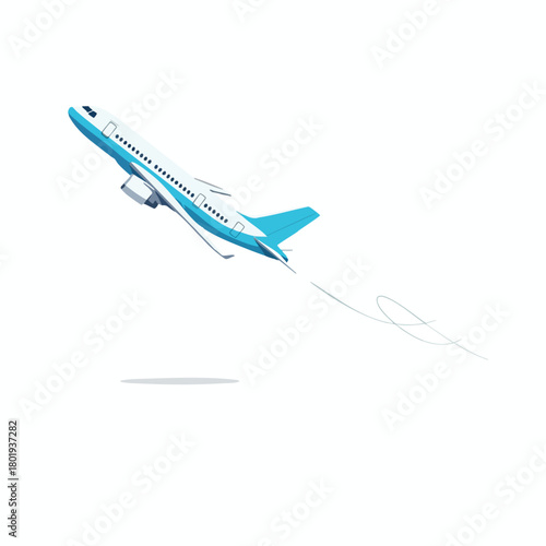 Airplane Taking Off with Contrail