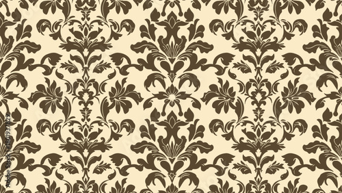 Elegant wallpaper with cream floral clusters arranged in harmonious repetition