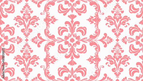 Pink vintage damask seamless pattern in vector
