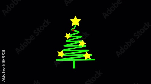 christmas tree Animation video 4K with alpha Channel