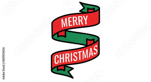 Festive Holiday Ribbon with Merry Christmas Message Celebrating the Joyful Spirit of the Season