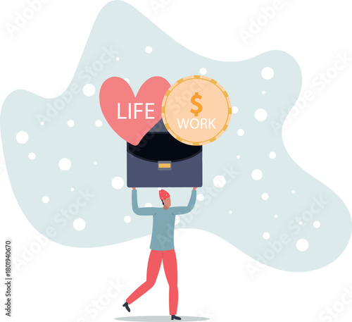 Work life balance, choose between spend your time with family and yourself or hard work to make money concept.life and employment of people.